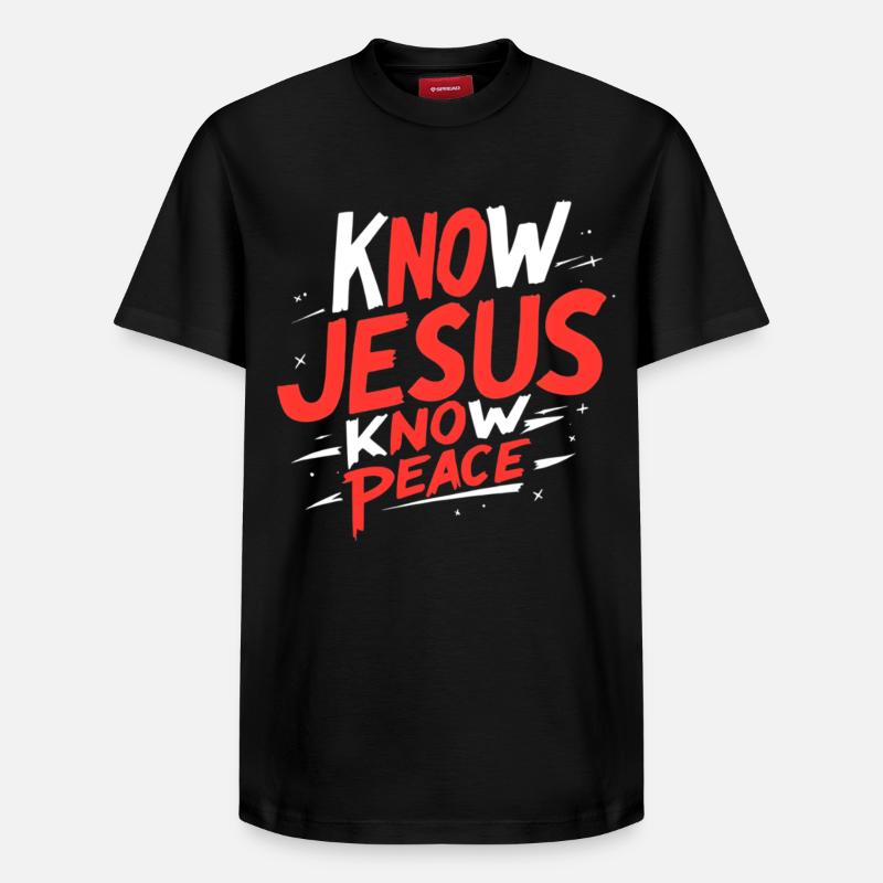 Connais Jésus, connais la paix - T-shirt unisexe décontracté en coton Supima – de SPREAD - noir