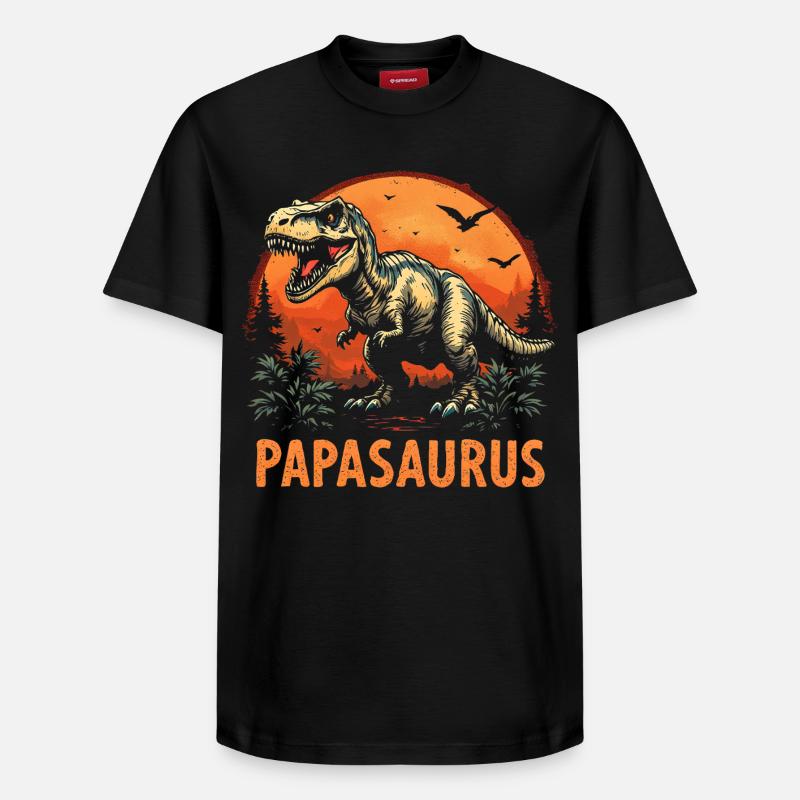 Papasaurus Bester Papa starker Vater Geschenk - Relaxed Unisex Supima Cotton T-Shirt – von SPREAD - Schwarz