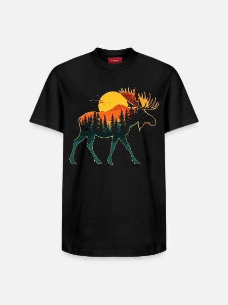 Alci, Foresta, Natura, Natura Selvaggia, Esterno, Animale - T-shirt unisex con vestibilità rilassata in cotone Supima – di SPREAD - nero