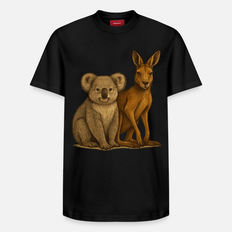 Koala et kangourou - T-shirt unisexe décontracté en coton Supima – de SPREAD - noir