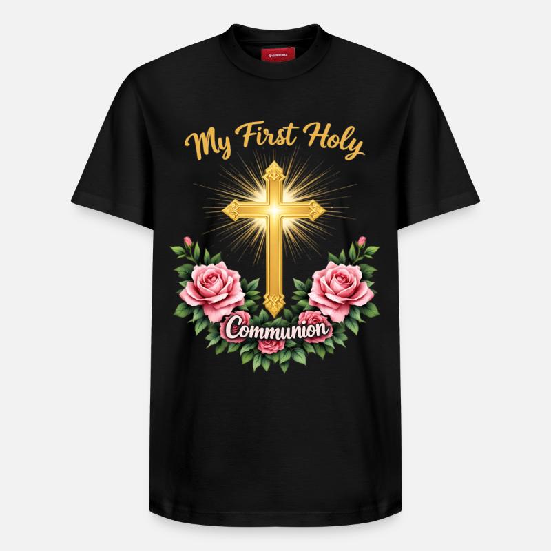 Première Communion Poutre Croix - T-shirt unisexe décontracté en coton Supima – de SPREAD - noir
