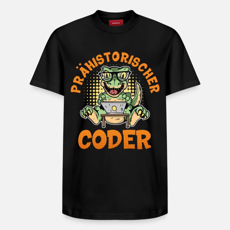 Coding PREHISTORIC CODER Fun - Relaxed Unisex Supima Cotton T-Shirt – by SPREAD - black