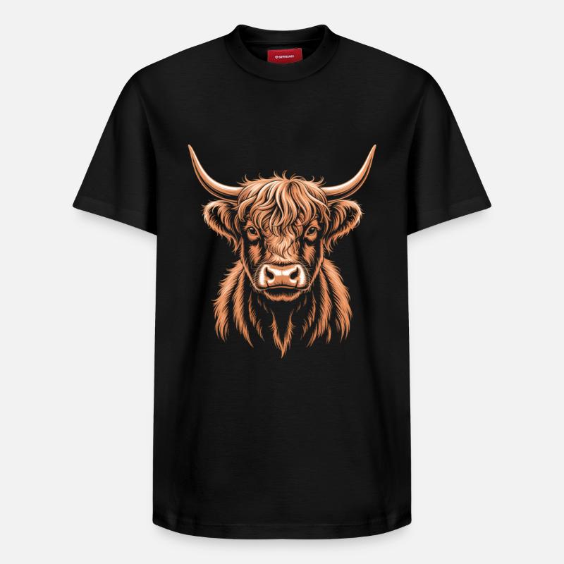 Bovins écossais des Highlands - T-shirt unisexe décontracté en coton Supima – de SPREAD - noir