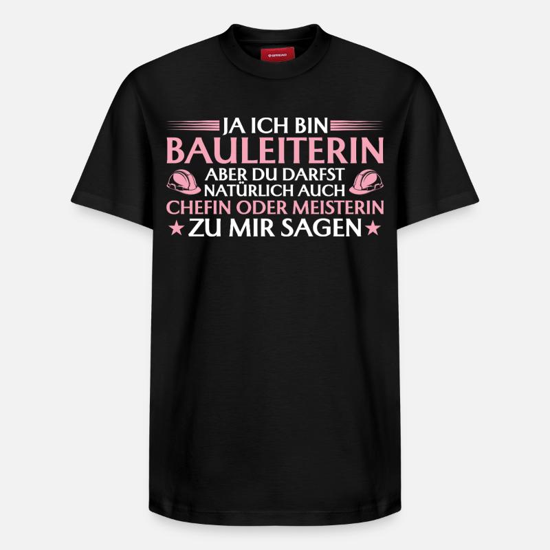Bauleiterin Chefin oder Meisterin - Bauherrin - Relaxed Unisex Supima Cotton T-Shirt – by SPREAD - black