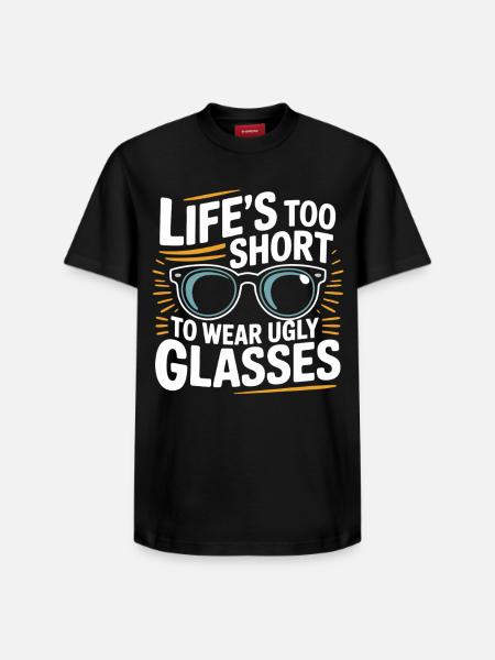 Livet er for kort til grimme briller - Unisex T-shirt i Supima-bomuld med afslappet pasform – fra SPREAD - sort