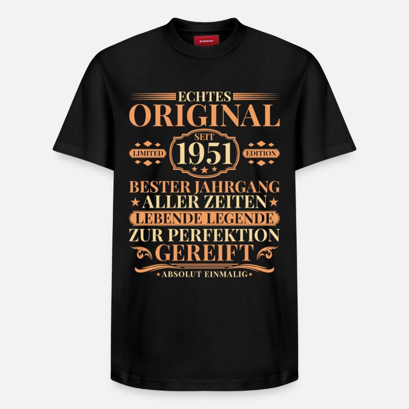Millésime anniversaire 1951 Née Millésime - T-shirt unisexe décontracté en coton Supima – de SPREAD - noir