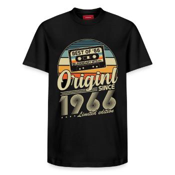 Original 1966 Vintage Vintage Anniversaire Rétro - T-shirt unisexe décontracté en coton Supima – de SPREAD - noir - Devant - AI Model Female 172 light (172cm) & AI Model Male 178 light (178cm)