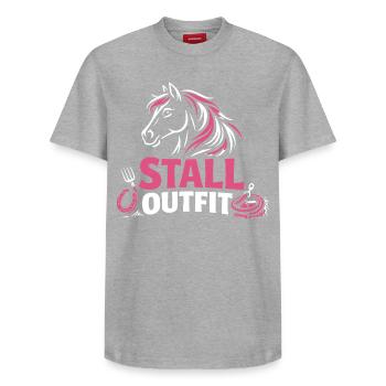 Horses Riding Stable Outfit Horse Lover - Relaxed Unisex Supima Cotton T-Shirt – by SPREAD - heather grey - Front - AI Model Female 172 dark (172cm) & AI Model Male 185 dark (185cm)