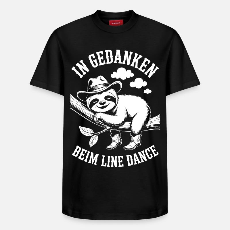 Faultier träumt von Line Dance - Relaxed Unisex Supima Cotton T-Shirt – von SPREAD - Schwarz