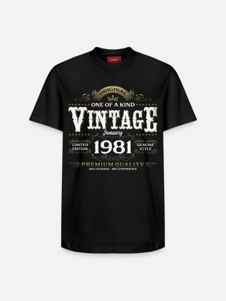 45e anniversaire Millésime de janvier 1981 - T-shirt unisexe décontracté en coton Supima – de SPREAD - noir