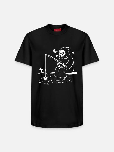 Grim Reaper's Heart Catcher - Relaxed Unisex Supima Cotton T-Shirt – by SPREAD - black