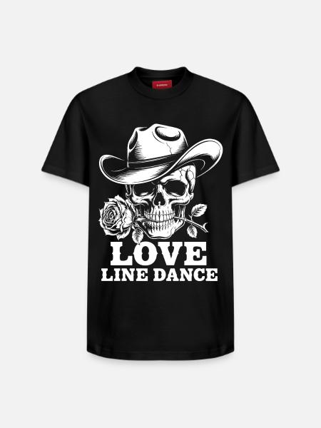 Skull Cowboy Love Line Dance - Relaxed Unisex Supima Cotton T-Shirt – by SPREAD - black