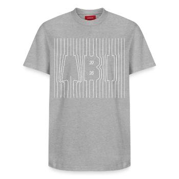 Lebenslinien | Abi 2026 - Abitur - Geschenk - Relaxed Unisex Supima Cotton T-Shirt – von SPREAD - Grau meliert - Vorne - AI Model Female 172 dark (172cm) & AI Model Male 185 dark (185cm)