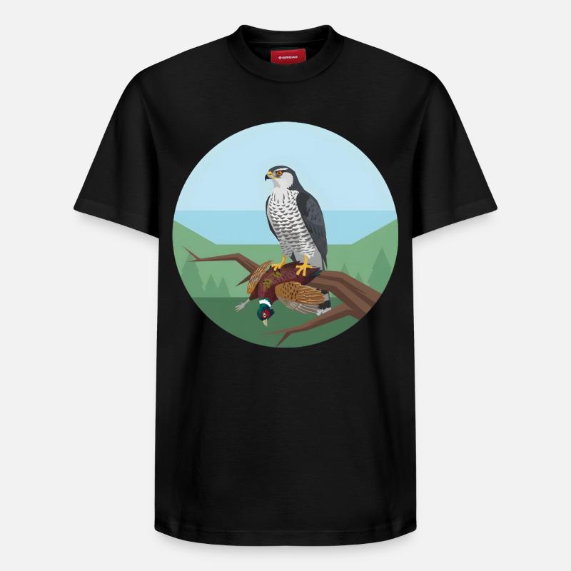 Épervier avec faisan - T-shirt unisexe décontracté en coton Supima – de SPREAD - noir