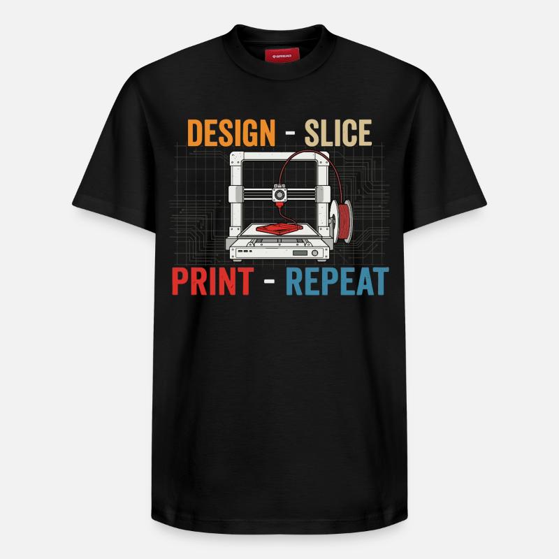 3D-Druck Evolution – Design Slice Print Repeat - Relaxed Unisex Supima Cotton T-Shirt – von SPREAD - Schwarz