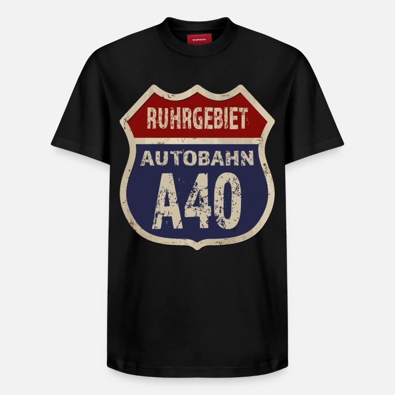 A40 - Région de la Ruhr - T-shirt unisexe décontracté en coton Supima – de SPREAD - noir