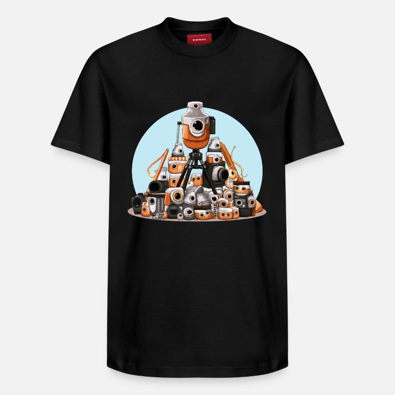 Camera pile illustration - Relaxed Unisex Supima Cotton T-Shirt – by SPREAD - black