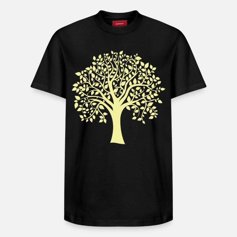 Silhouette jaune d’arbre jumbo imprimé - T-shirt unisexe décontracté en coton Supima – de SPREAD - noir