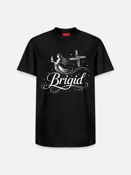 Imbolc Brigid & Flame - Symbol & Cross - Relaxed Unisex Supima Cotton T-Shirt – by SPREAD - black