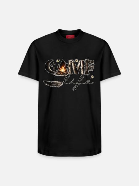 Camp Life – Campfire, Nature & Freedom - Relaxed Unisex Supima Cotton T-Shirt – by SPREAD - black