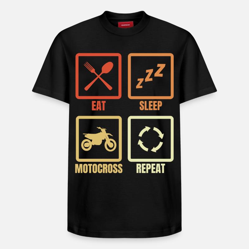Manger, dormir, motocross, répéter - T-shirt unisexe décontracté en coton Supima – de SPREAD - noir