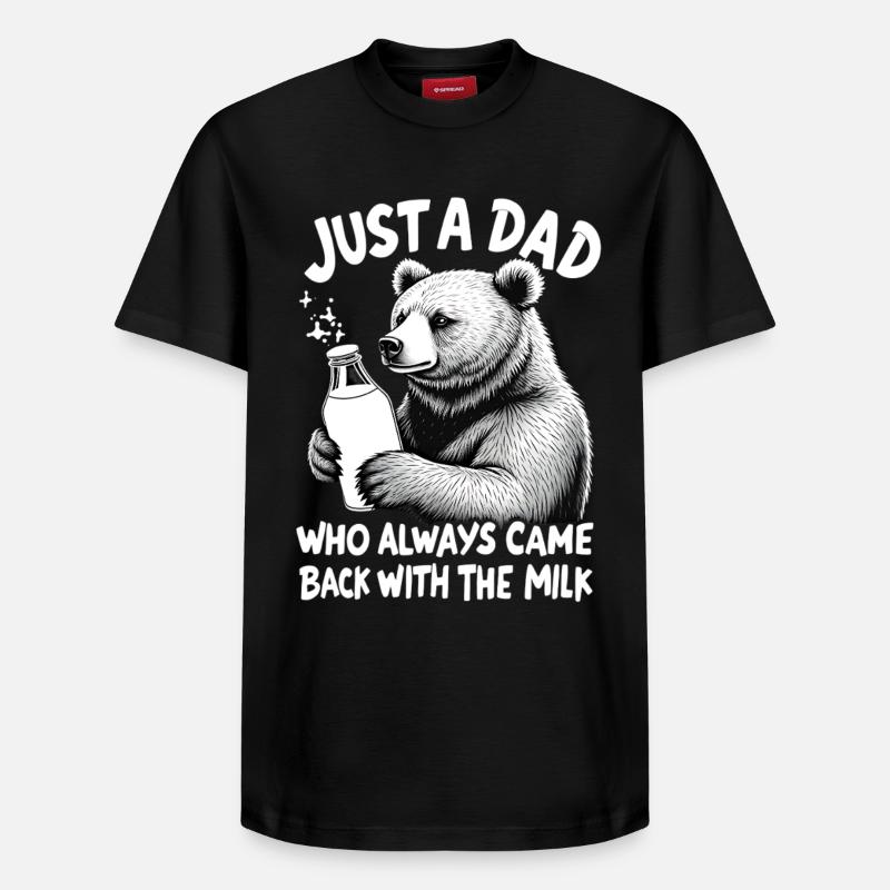 Bär mit Milch – Vatertier Spruch - Relaxed Unisex Supima Cotton T-Shirt – von SPREAD - Schwarz