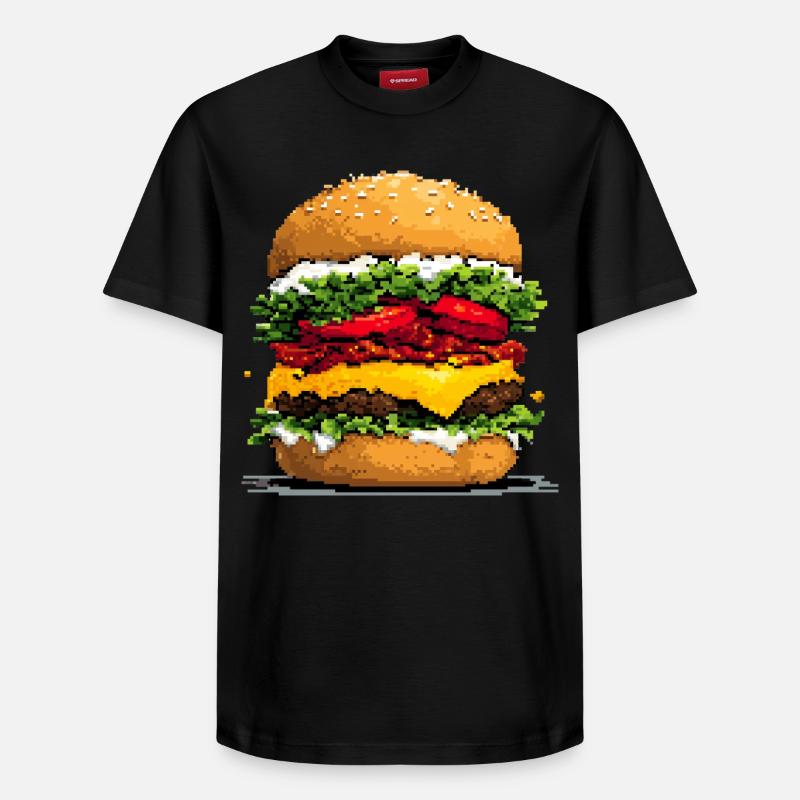 Pixelhamburger Retro Pixelkunst - Relaxed Unisex Supima Cotton T-Shirt – von SPREAD - Schwarz
