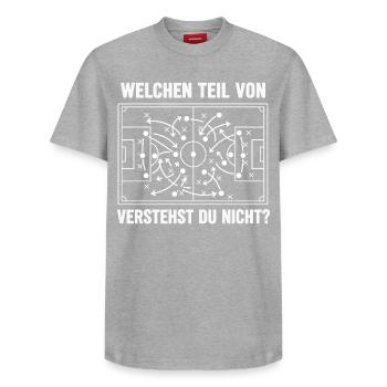 Quelle partie du football ne comprenez-vous pas ? - T-shirt unisexe décontracté en coton Supima – de SPREAD - gris chiné - Devant - AI Model Female 172 dark (172cm) & AI Model Male 185 dark (185cm)