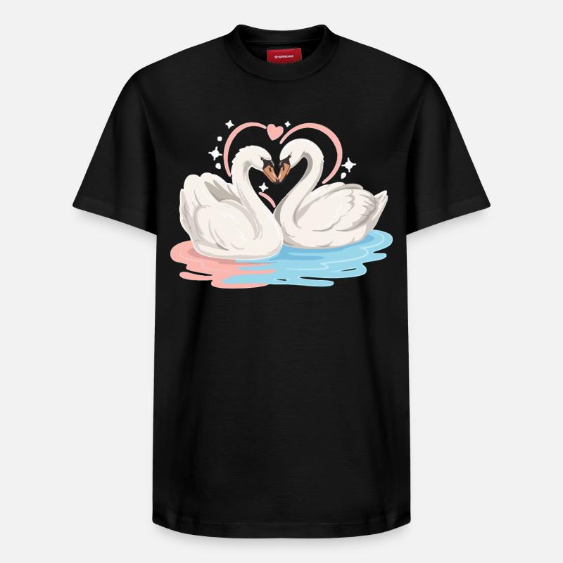 Cœur de cygne dans l’eau - T-shirt unisexe décontracté en coton Supima – de SPREAD - noir