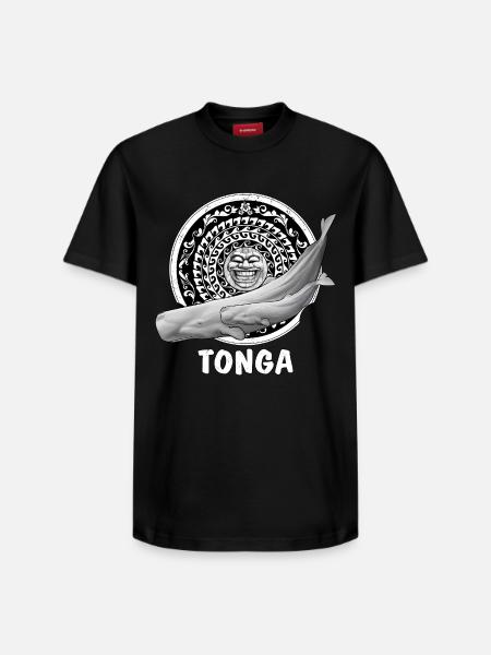 Pottwale und Tikimaske - Relaxed Unisex Supima Cotton T-Shirt – von SPREAD - Schwarz