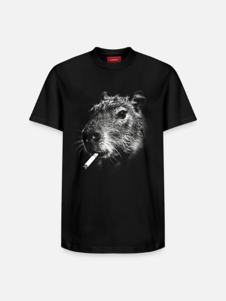 Fumer, cigarette, capybara, fumer une cigarette - T-shirt unisexe décontracté en coton Supima – de SPREAD - noir