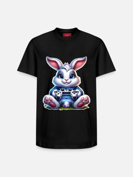 Easter Bunny Gaming Gamer - Relaxed Unisex Supima Cotton T-Shirt – by SPREAD - black