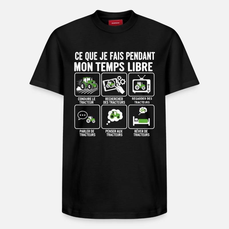 Temps libre et tracteurs: activités - T-shirt unisexe décontracté en coton Supima – de SPREAD - noir
