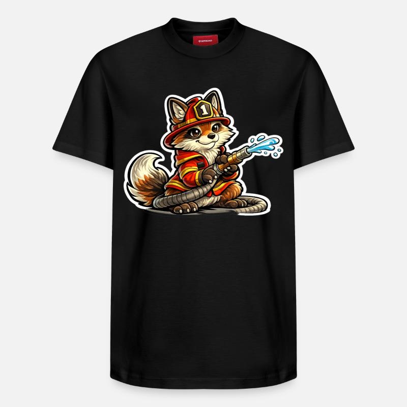 Fuchs Feuerwehrheld im Einsatz - Relaxed Unisex Supima Cotton T-Shirt – von SPREAD - Schwarz