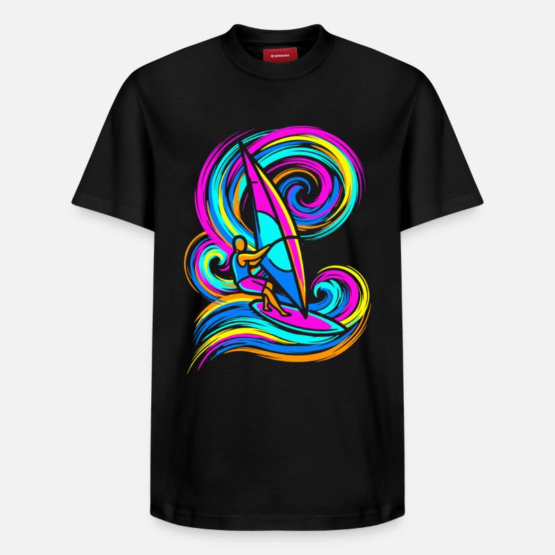 Planche à voile - T-shirt unisexe décontracté en coton Supima – de SPREAD - noir