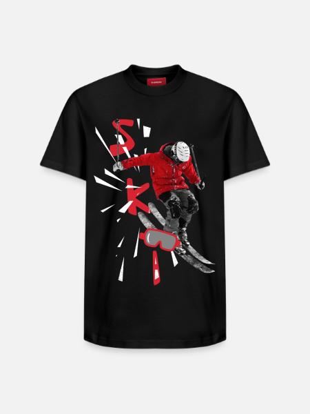 Ski - Ski Packages - Skiing - Relaxed Unisex Supima Cotton T-Shirt – by SPREAD - black