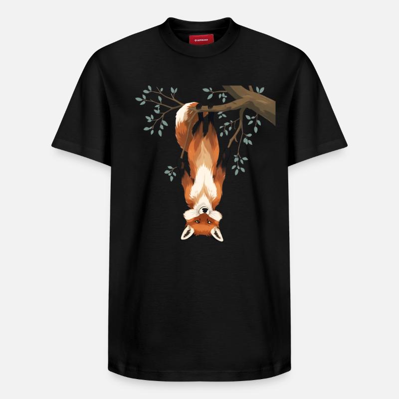 Fuchs hängt von Ast - Relaxed Unisex Supima Cotton T-Shirt – von SPREAD - Schwarz