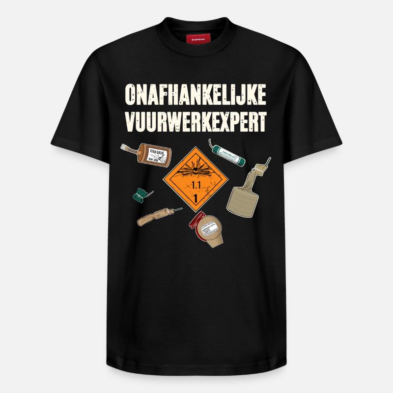 Onafhankelijke Vuurwerkexpert - T-shirt unisexe décontracté en coton Supima – de SPREAD - noir