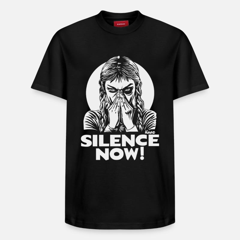 Silence Now Face Emblem - Relaxed Unisex Supima Cotton T-Shirt – von SPREAD - Schwarz