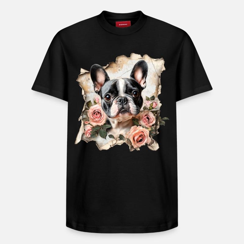 Bouledogue français - T-shirt unisexe décontracté en coton Supima – de SPREAD - noir