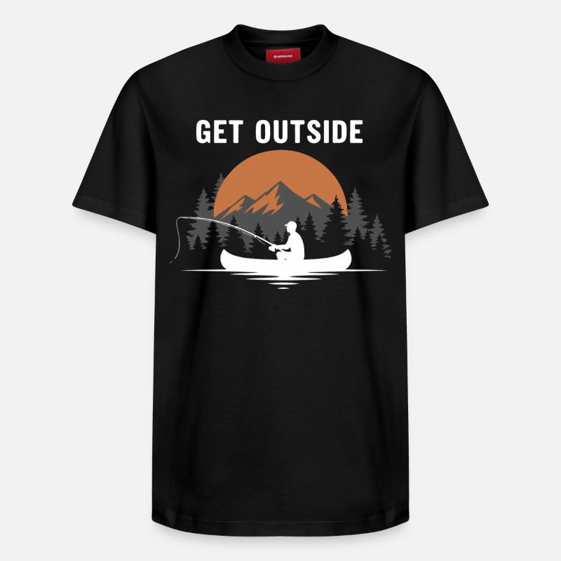 Pêche Rivière Canoë Get Outside - T-shirt unisexe décontracté en coton Supima – de SPREAD - noir