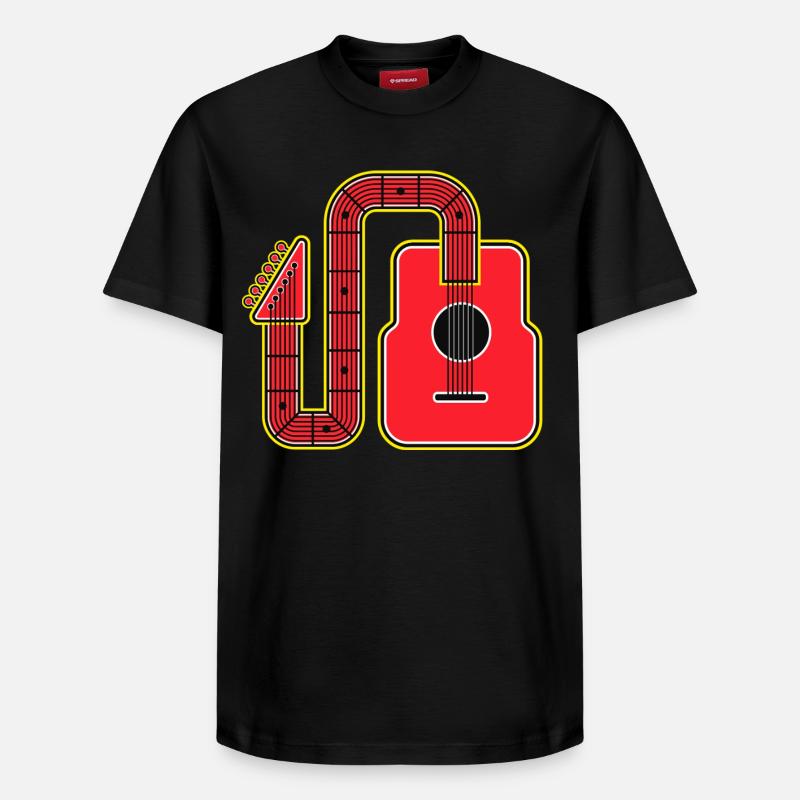 Rote Abstract Shape Gitarre - Relaxed Unisex Supima Cotton T-Shirt – von SPREAD - Schwarz