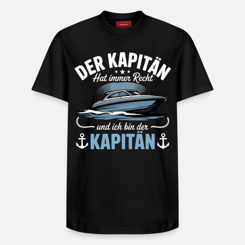 Capitaine de bateau, permis de bateau - T-shirt unisexe décontracté en coton Supima – de SPREAD - noir