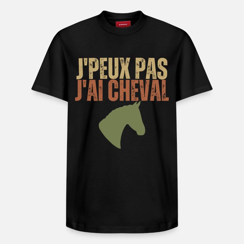 J'peux pas j'ai cheval - T-shirt unisexe décontracté en coton Supima – de SPREAD - noir