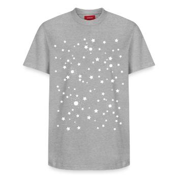 Starry Sky Space Stars - Relaxed Unisex Supima Cotton T-Shirt – by SPREAD - heather grey - Front - AI Model Female 172 dark (172cm) & AI Model Male 185 dark (185cm)