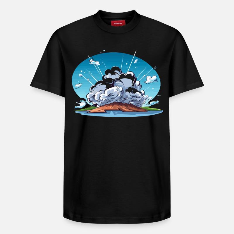 Comic Explosion im Landschaftspanorama - Relaxed Unisex Supima Cotton T-Shirt – von SPREAD - Schwarz