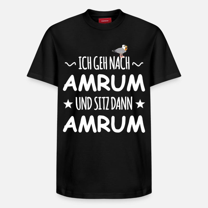Amrum avec mouette schnaps - T-shirt unisexe décontracté en coton Supima – de SPREAD - noir