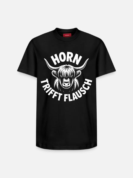 Highlands Horn Meets Fluff - Relaxed Unisex Supima Cotton T-Shirt – by SPREAD - black