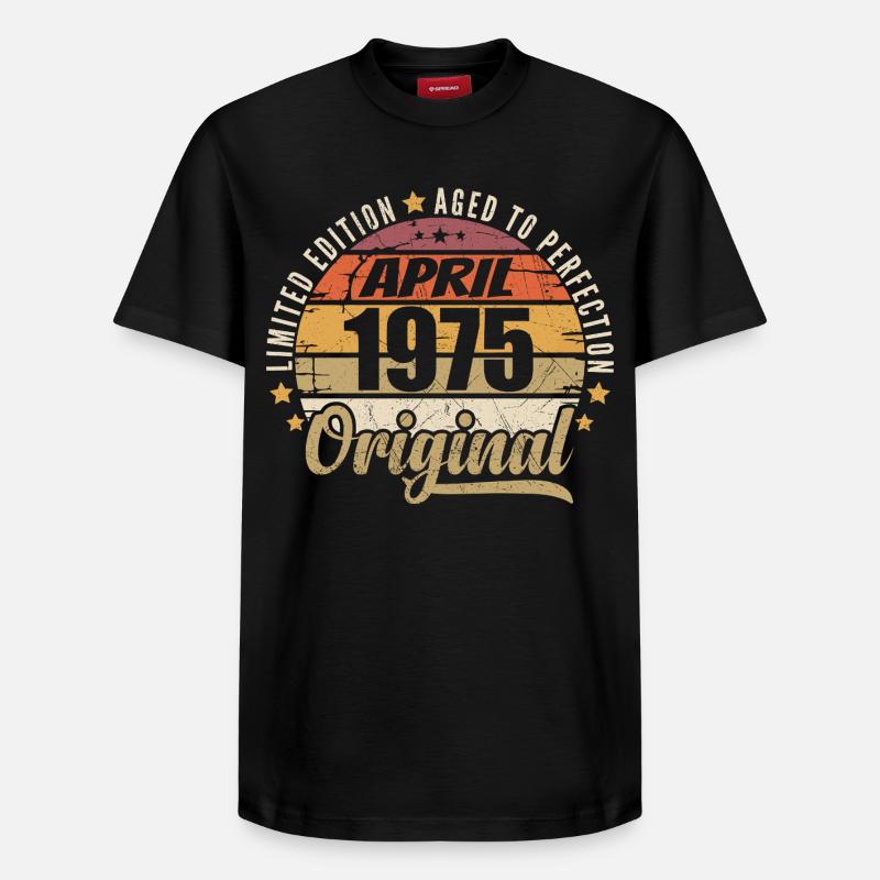 Cadeau D'anniversaire Avril 1975 - T-shirt unisexe décontracté en coton Supima – de SPREAD - noir