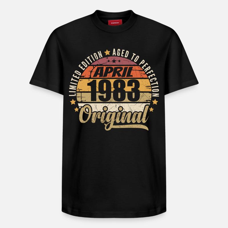 Cadeau D'anniversaire Avril 1983 - T-shirt unisexe décontracté en coton Supima – de SPREAD - noir